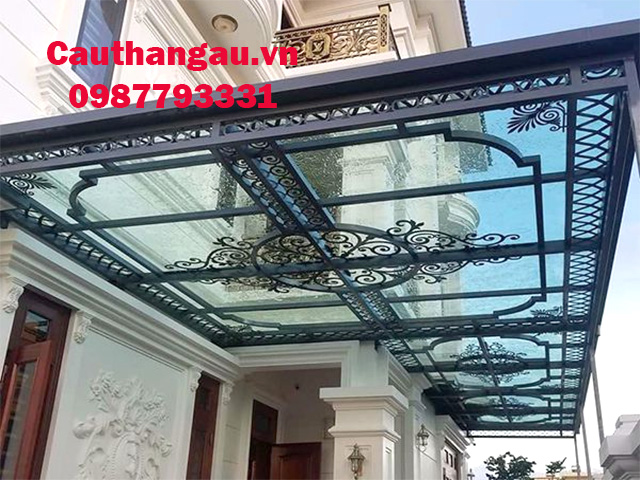 Mái che sắt nghệ thuật kính cường lực tại hà nội Mái che sắt nghệ thuật kính cường lực tại hà nội